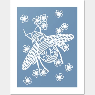 Bees Papercut Bug Illustration Posters and Art